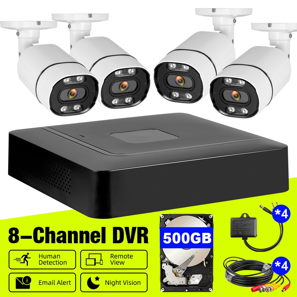 KERUI H.265+ 1080P Home Security Camera System Outdoor 8CH DVR with 500G HDD