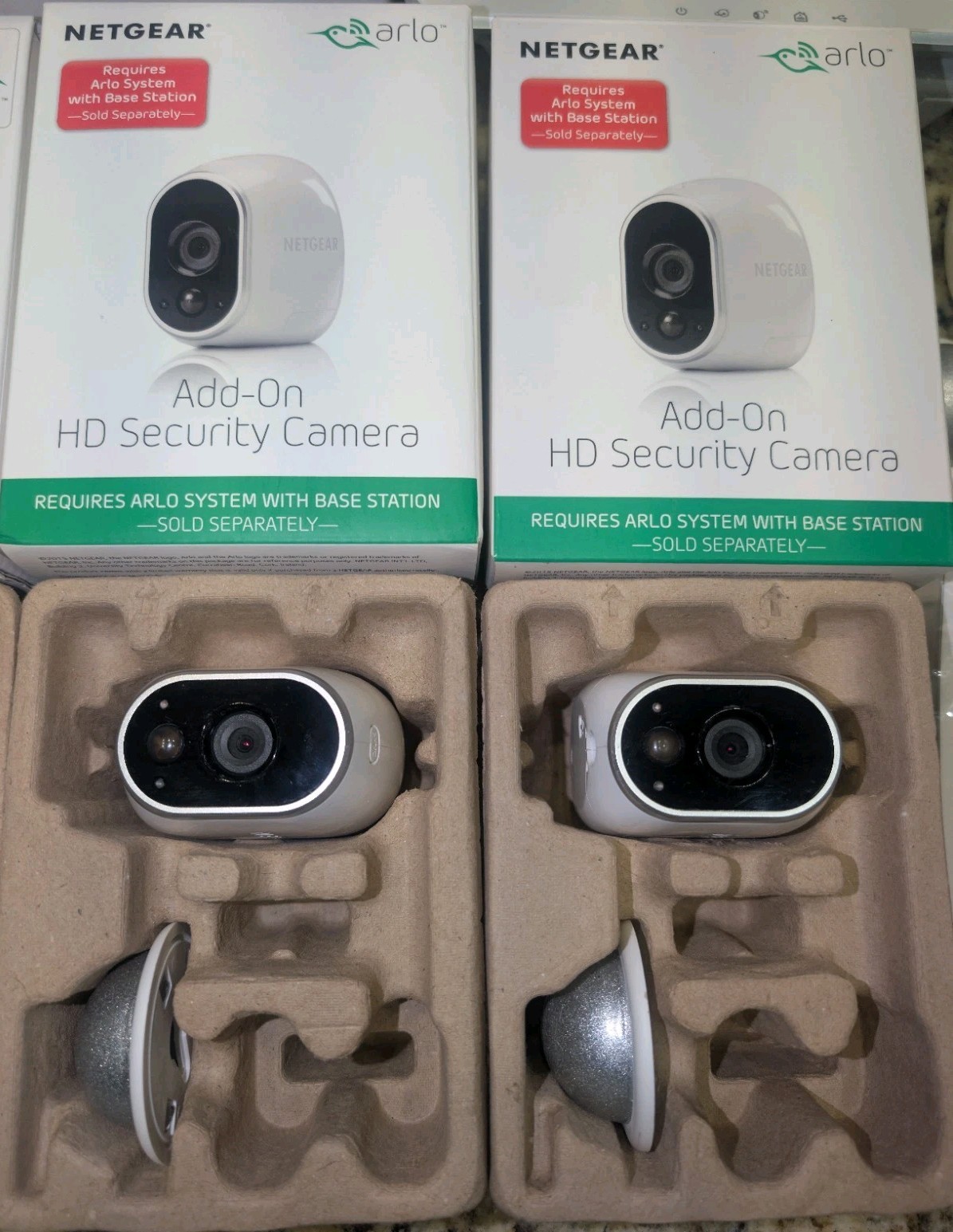 NETGEAR Arlo VMB3000 3 Cameras, Base Station, 12 Tenergy Batteries, Charger OEM