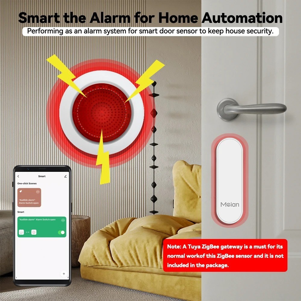 Meian Tuya 100dB Siren Alarm Wireless Sirena Alarma Linkage Security Protection