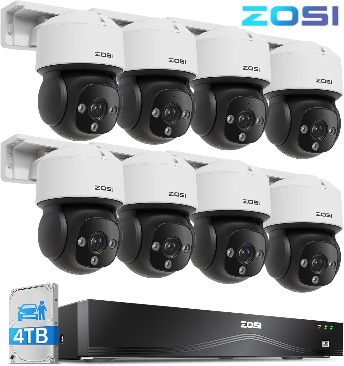 ZOSI C290 4K 16CH POE Security Camera System 8x 8MP Wired PoE IP Cameras 4TB HDD