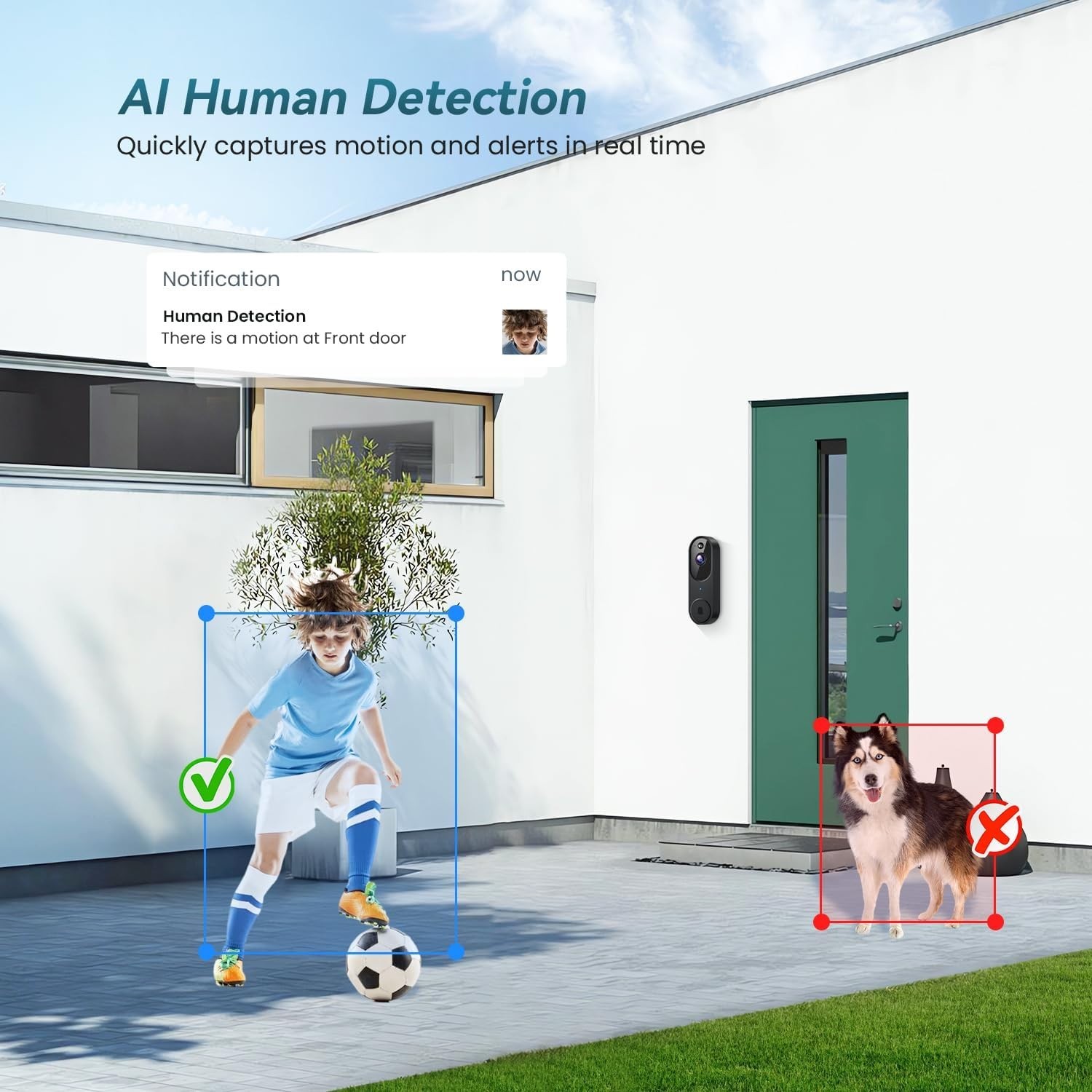 1080P Smart Wireless Video Doorbell Camera Night Vision Real-Time AI Alerts