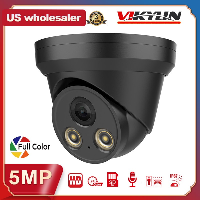 Vikylin 16CH CCTV System 5MP Full Color IP Camera Outdoor Audio 4k 16POE NVR Lot