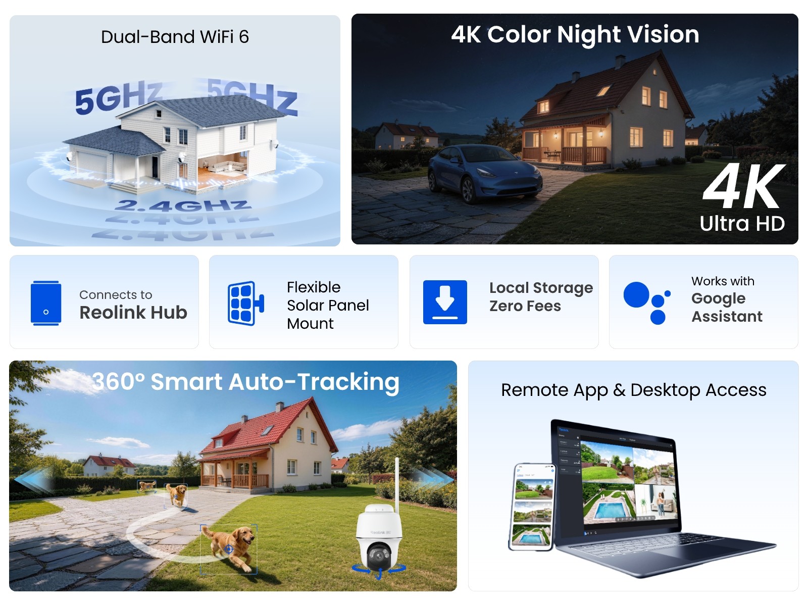 Reolink Argus PT Ultra 4K Battery Solar Wireless Outdoor Wi-Fi Security Camera