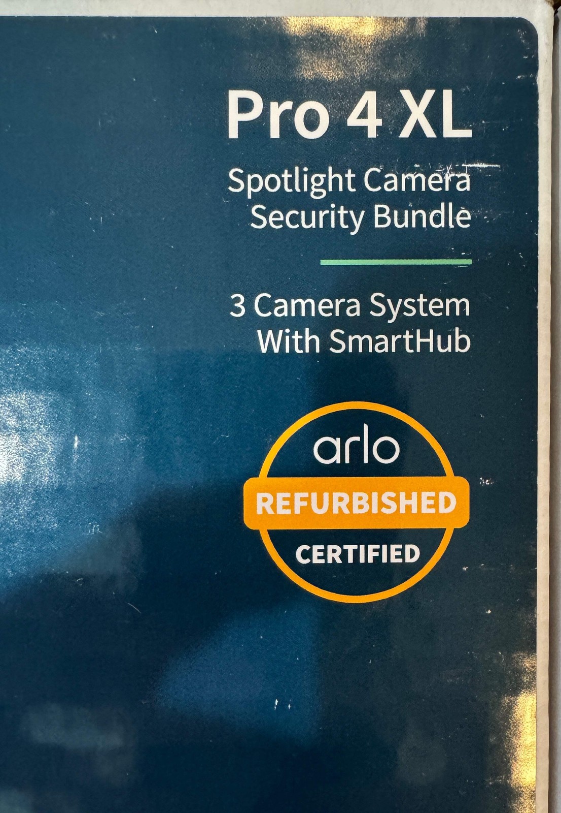 Arlo Pro 4 XL Spotlight Wireless 3 Camera Bundle – Factory Sealed (RFRBSHD)