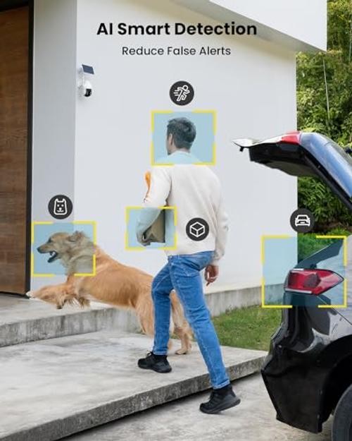Security Cameras Wireless Outdoor, 2K Solar & Battery Powered Camera(White)