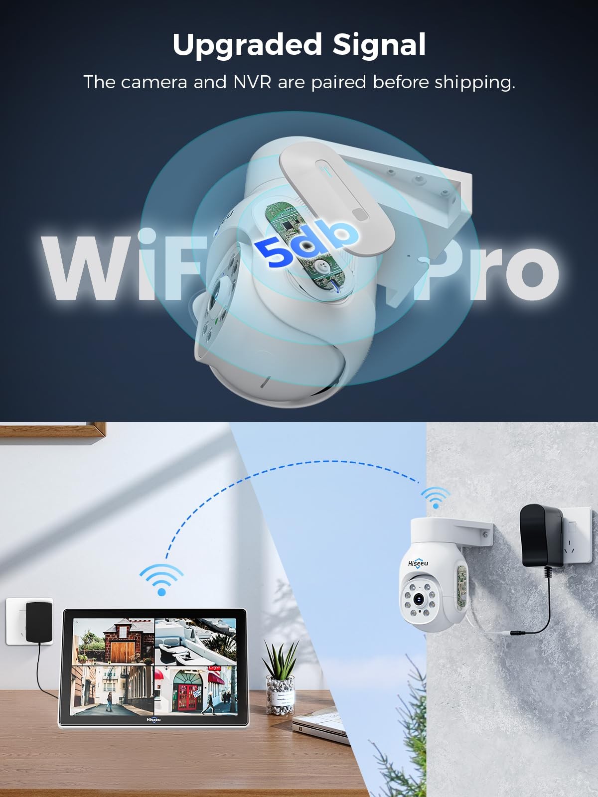 Hiseeu Wireless Security Camera System, 5MP Outdoor Cameras with White