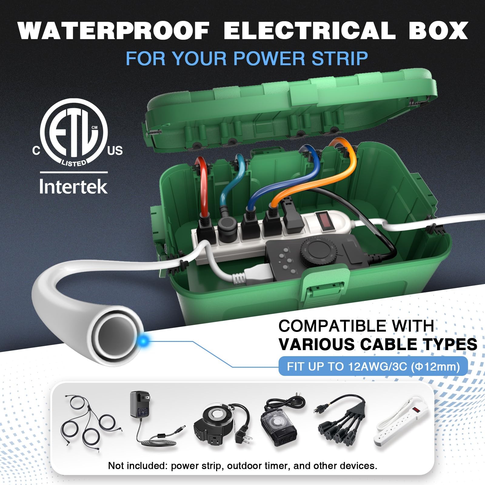 Flemoon IP54 Waterproof Electrical Box, Outdoor Plug Cover Green