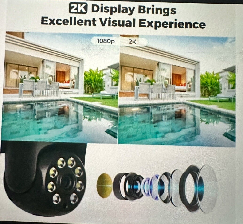 2K Security Camera Outdoor / Indoor – 3MP WiFi Home Security Camera System 360