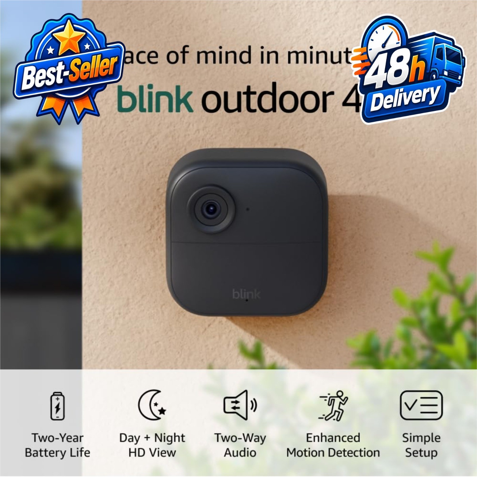 Blink Outdoor 4 Wireless Smart Security Camera – 1080p HD, Two-Year Battery