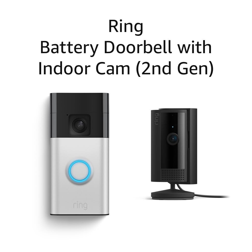 Ring Battery Smart WiFi Video Doorbell with Plug-in Indoor Camera and Chime