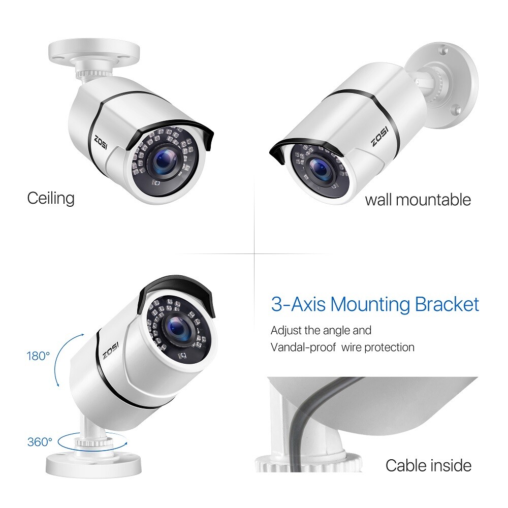 ZOSI 4Pack 2MP 1080p TVI Home Security Camera CCTV Outdoor 120ft IR Night Vision