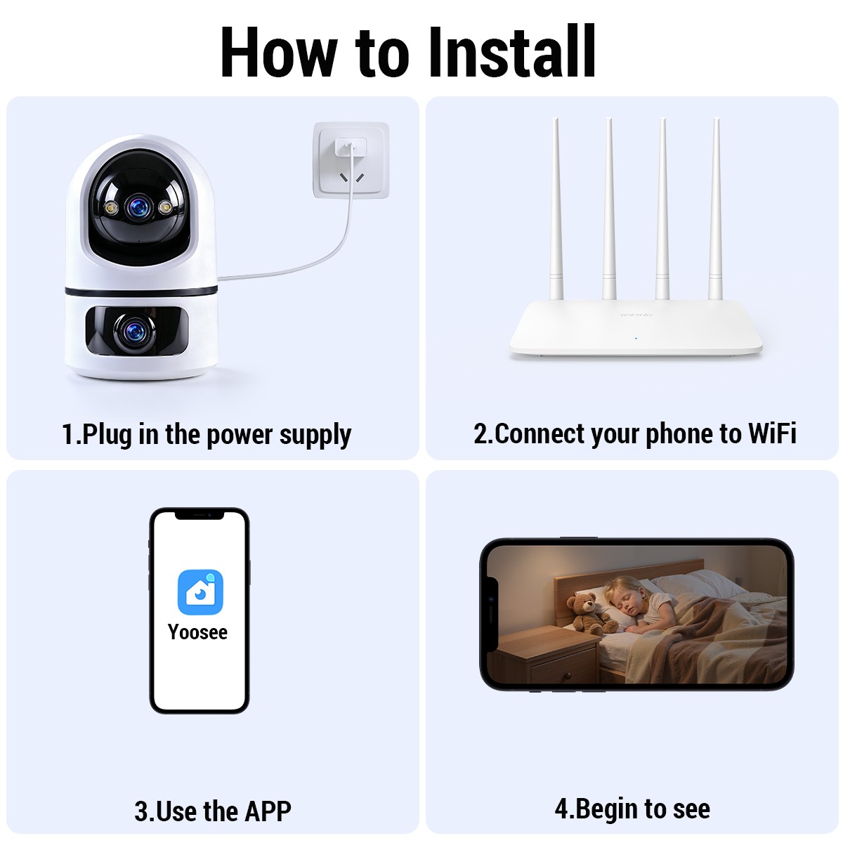 2K Audio Security IP Camera Dual Lens Indoor AI Human Detect Color Night Vision