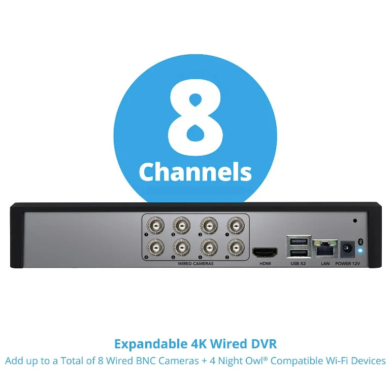 Night Owl 8 Channel 4K 1TB DVR with 4 Wired Cameras Security Surveillance System