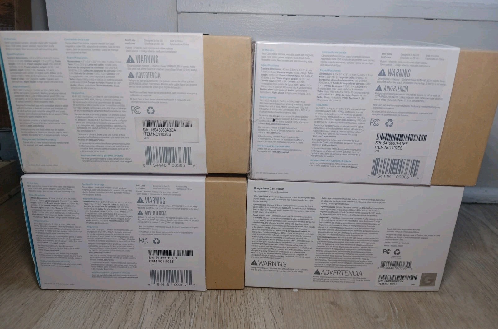 Google Nest Cam Indoor Security Plug-in Wi-Fi Camera NC1102ES A0005 Lot Of 4