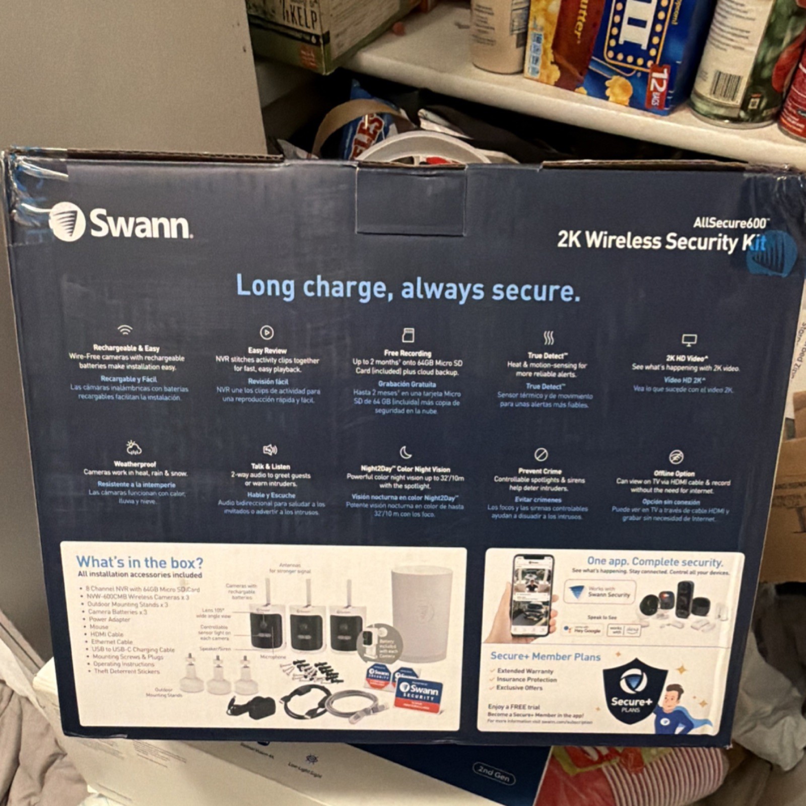 Swann AllSecure600 2K Wireless Security Kit, 3 Battery Cameras, Night Vision