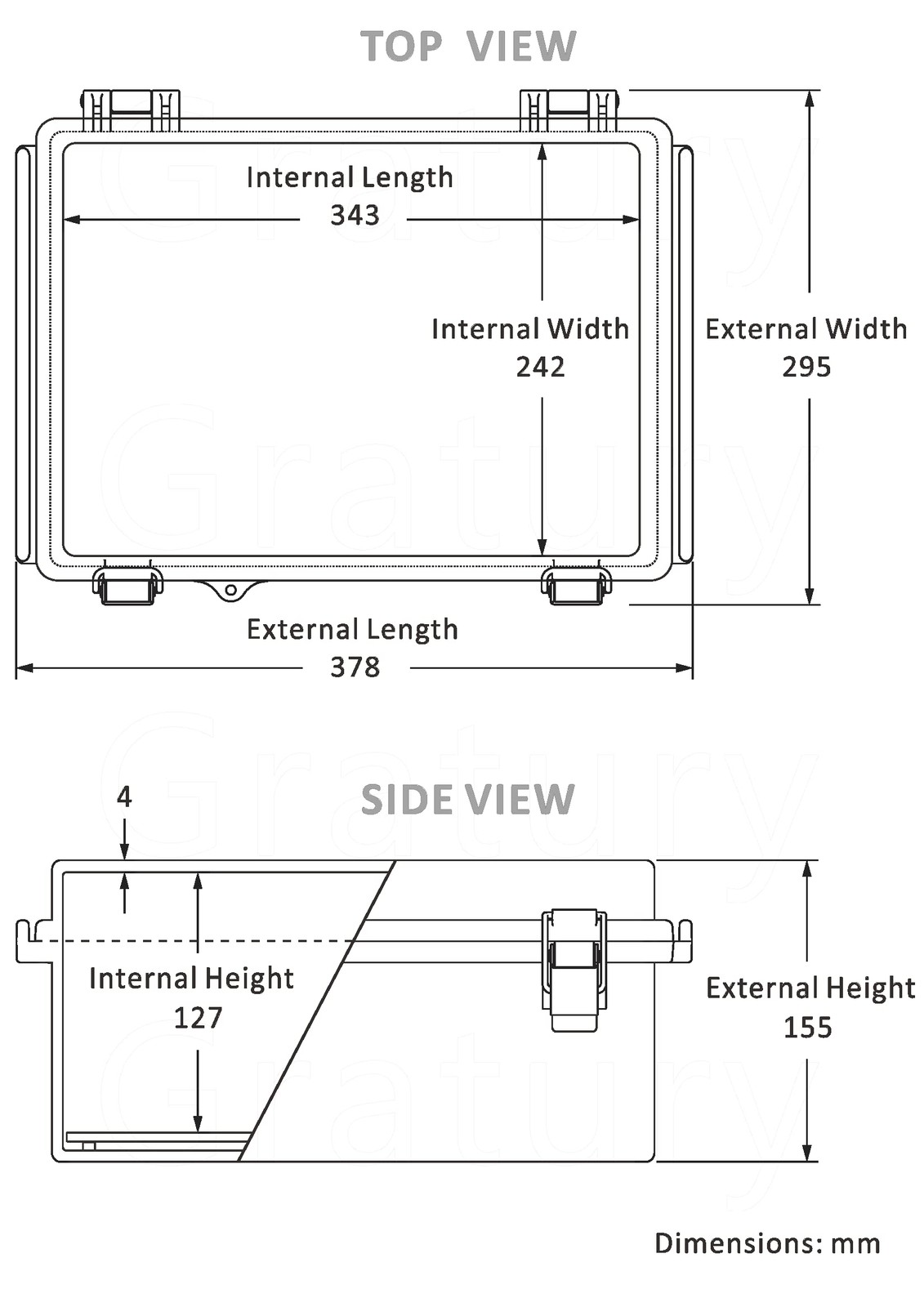 Gratury Junction Box, IP67 Waterproof Plastic 14.6″×10.6″×5.9″, Grey Cover