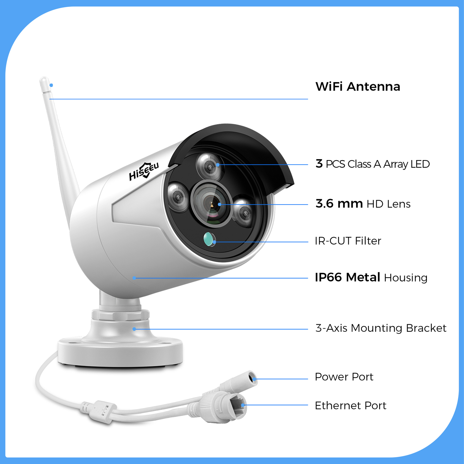 Hiseeu 10CH NVR 10”LCD 5MP Wifi CCTV Security Camera System Outdoor Home Kit