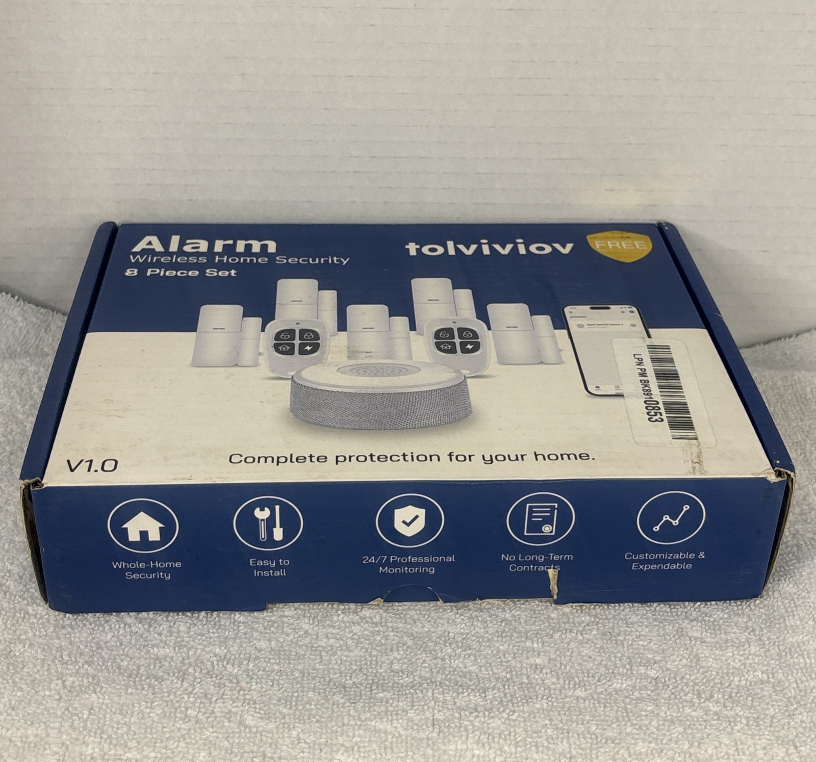 Tolviviov Alarm Wireless Home Security 8 piece set Complete Protection NIB