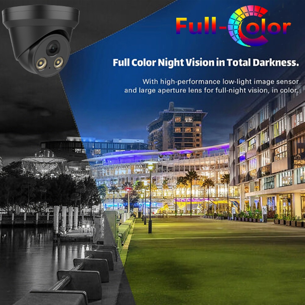 Vikylin 8CH 8POE 5MP Outdoor Security Camera Systems Full color Night Vision Lot