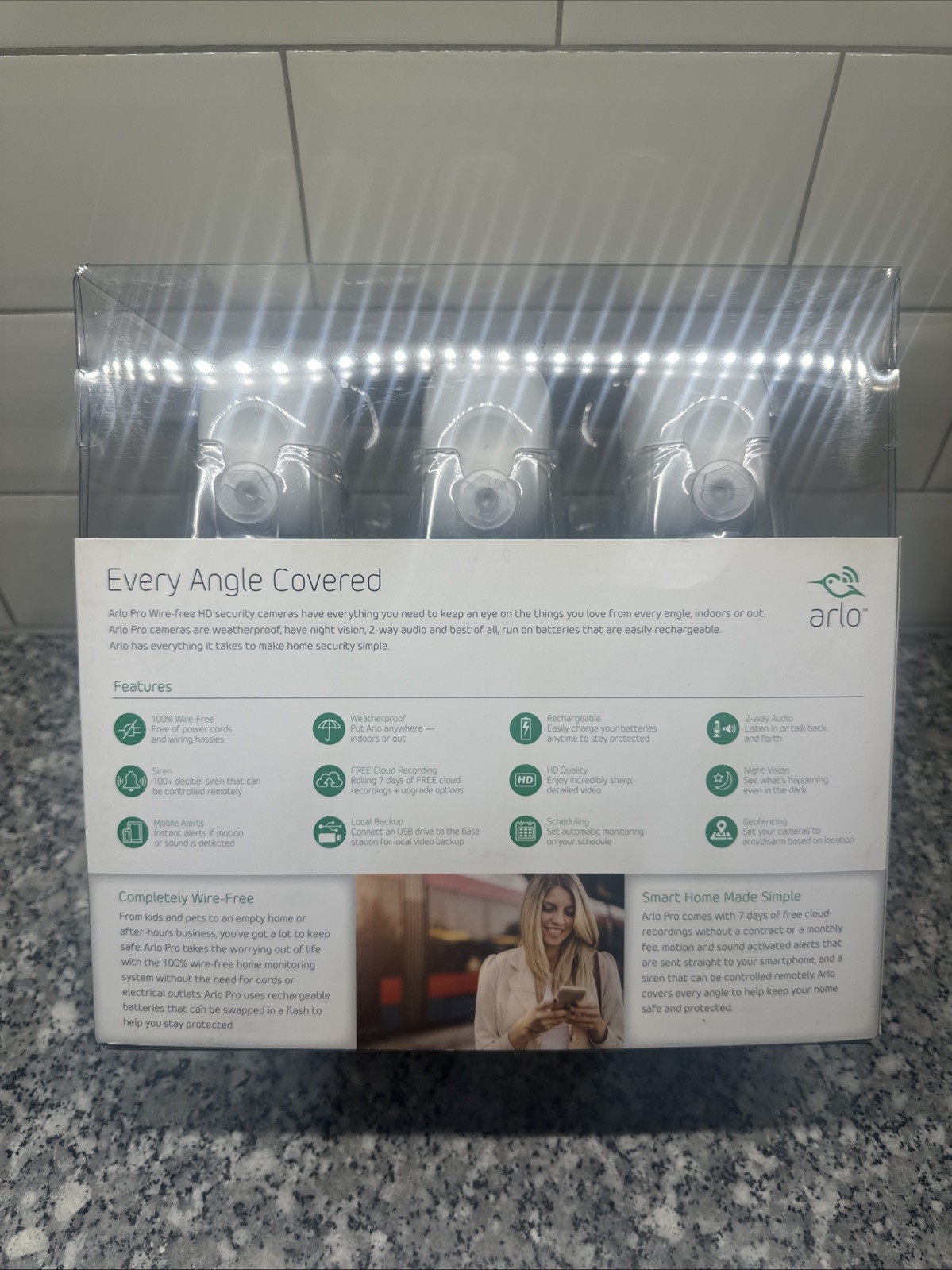 Arlo Pro VMS4330-100NAS 3 Camera HD Security System- NEW Factory Sealed