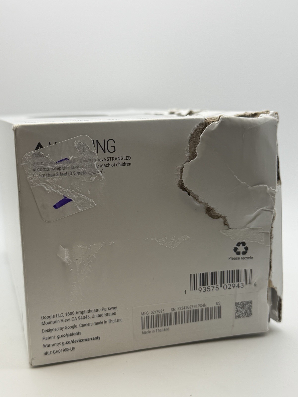 Google Nest Cam Indoor Wired 2nd Generation White GA01998-US