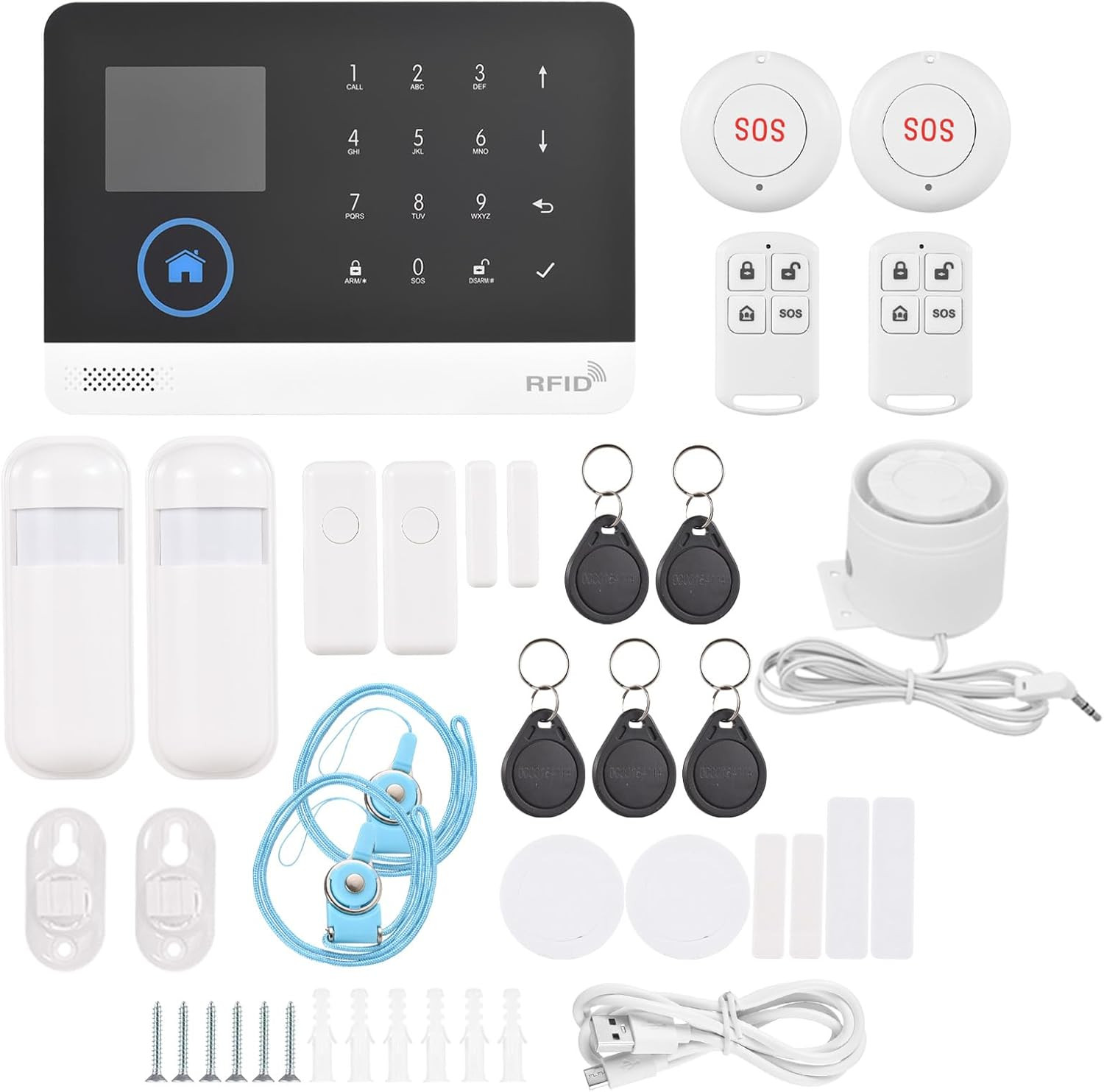 WIFI GSM Home Alarm Security System, 2.4In LCD Wireless DIY Smart Home Burglar S
