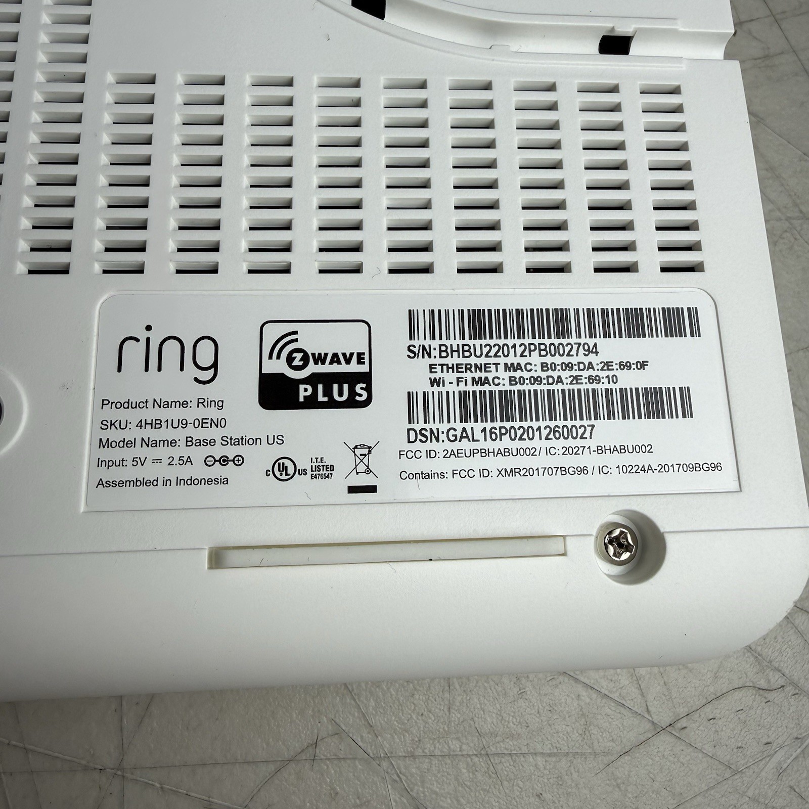 Ring Alarm Base Station 2nd Gen 4HB1U9-0EN0 Smart Hub Replacement Unit Tested