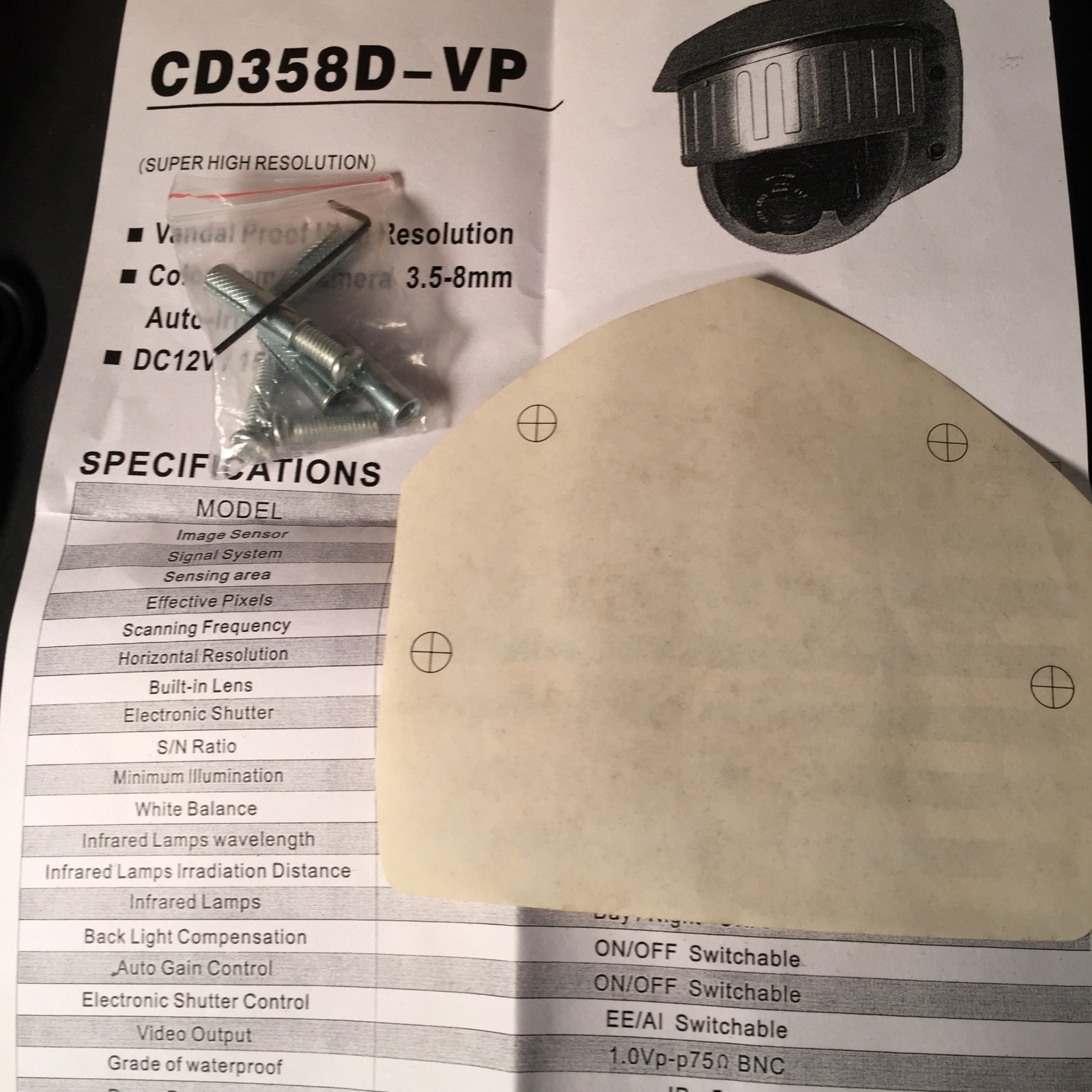 Sony CD358D-VP CCD Color Dome Camera Hi-Res