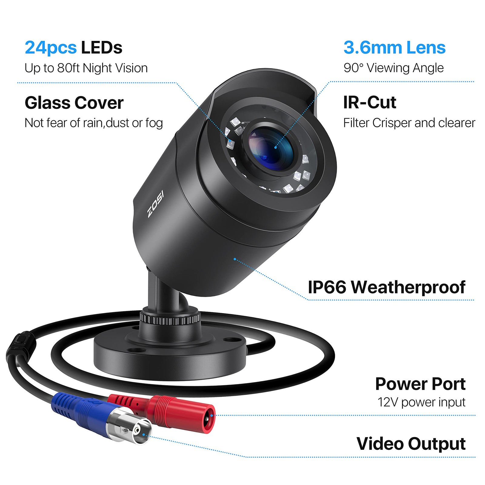 1080P 4 Pack HD TVI Security Cameras, 80ft Night Vision, Outdoor Indoor Weath…