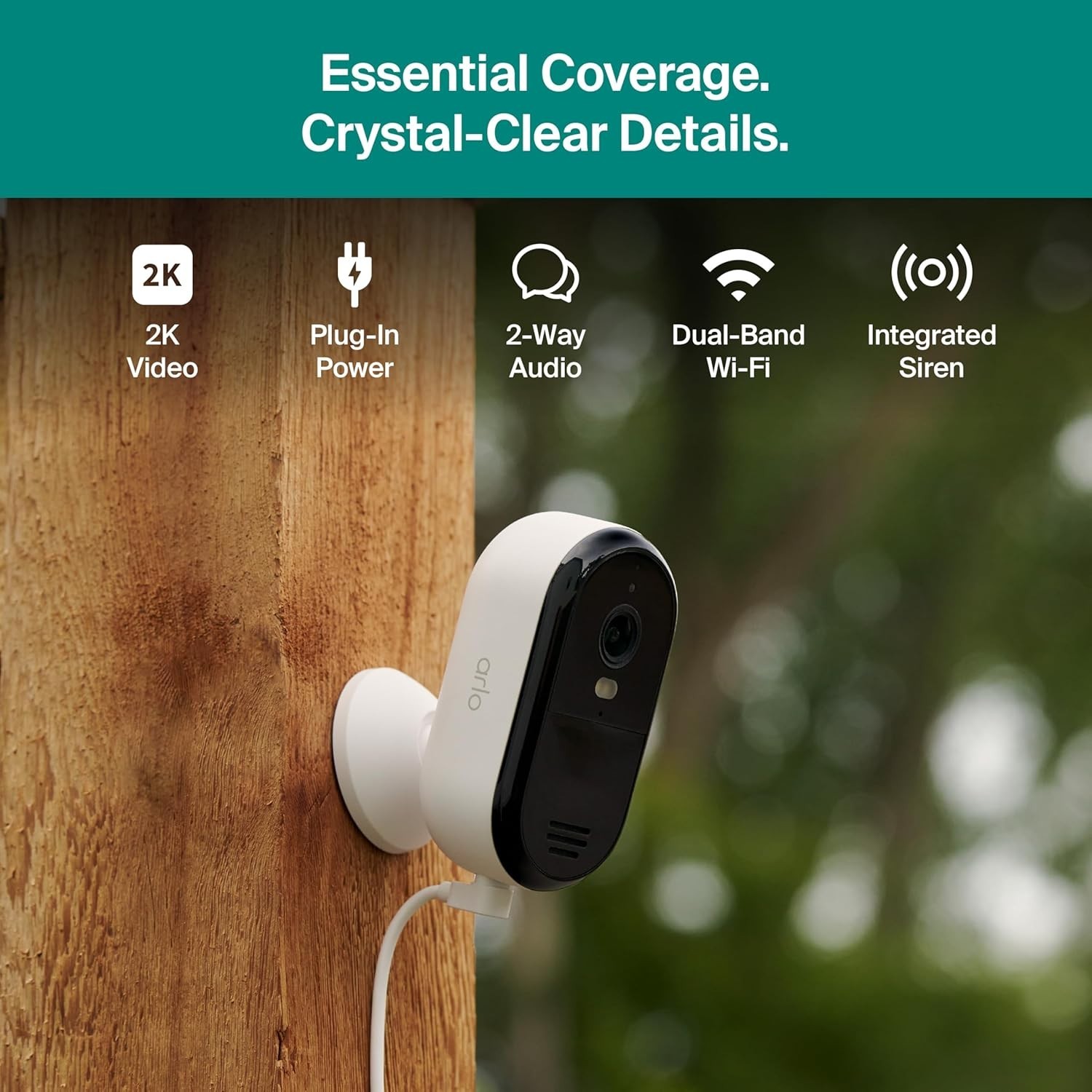 Plug In Outdoor Camera with Color Night Vision and Two Way Audio Functionality