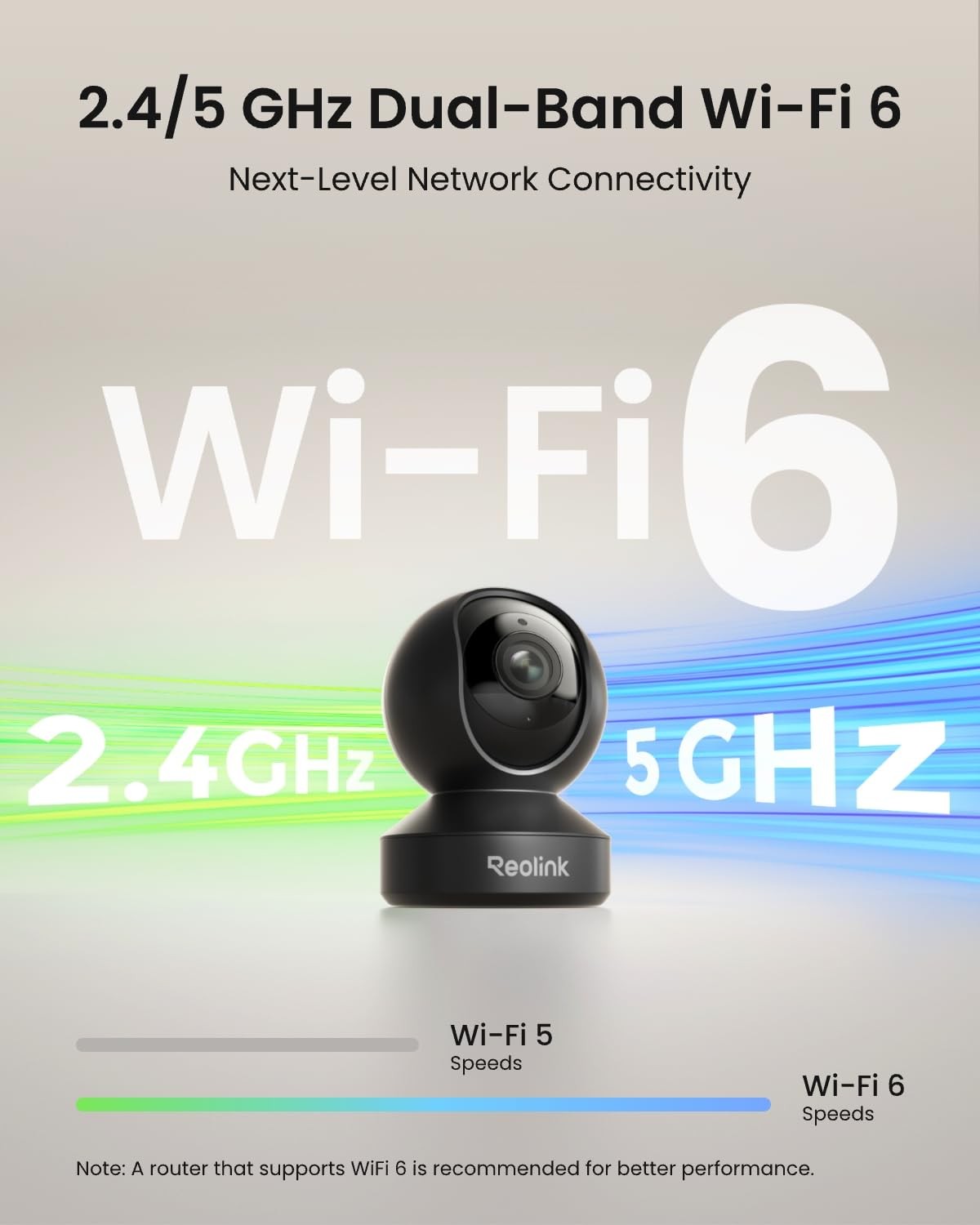 REOLINK 4K Pan Tilt Indoor Camera, 3X Optical Zoom, Dual-Band WiFi 6 Black