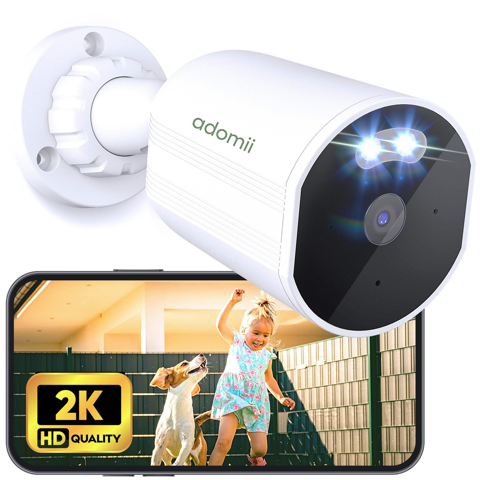 Adomii 2K Outdoor Camera Wireless for Home Security, Motion & Sound Alert