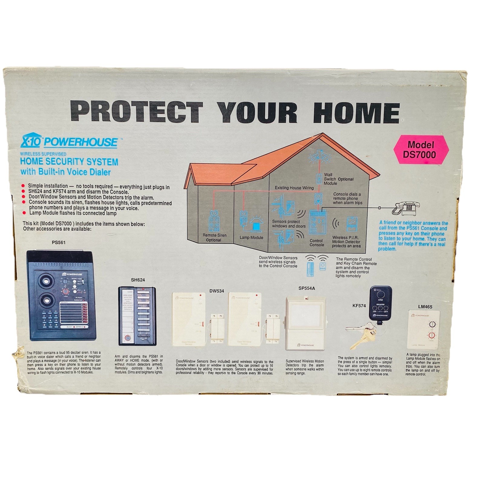 X10 Powerhouse DS7000 Wireless Home Security System w/ Voice Dialer NEW