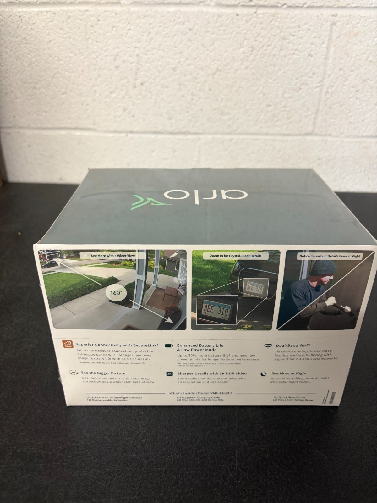 Arlo Pro 5S 2K Spotlight Camera, VMC4360P, 3 Pack, White. New Sealed