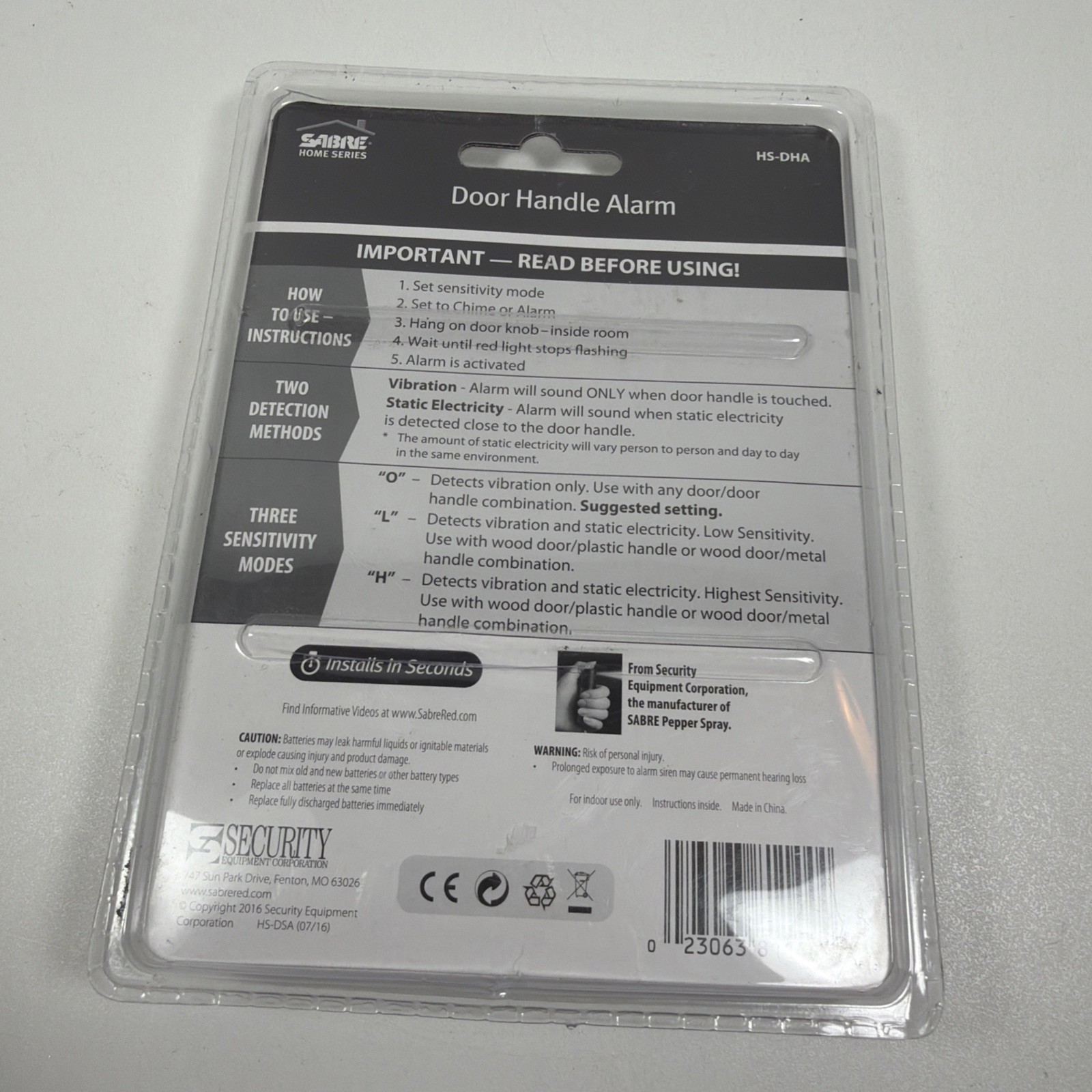 Sabre Door Handle Security Alarm With 2 Detection / 3 Operating Modes – HS-DHA