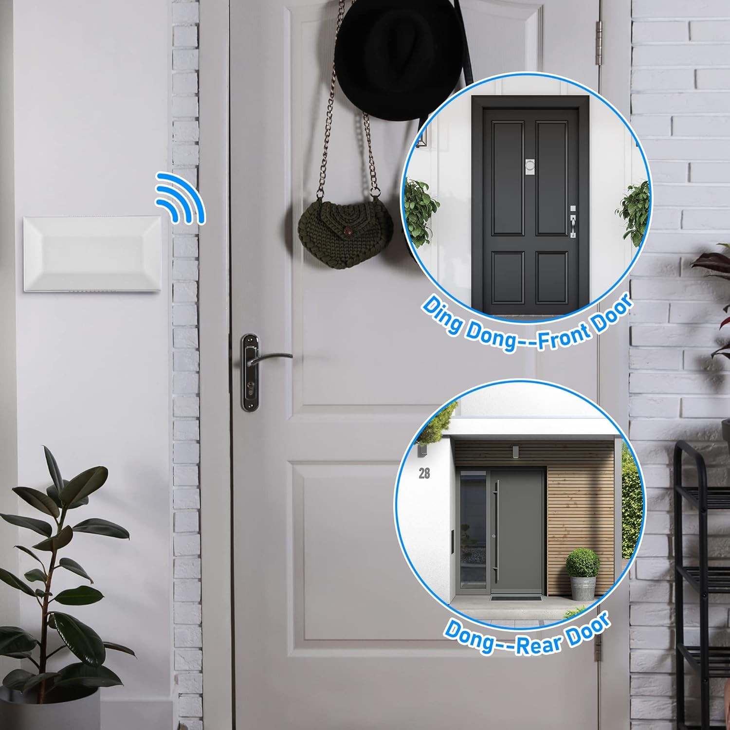 Wired Doorbell Chime, 16V 10VA Front and Rear Door Chime for Home Wall…