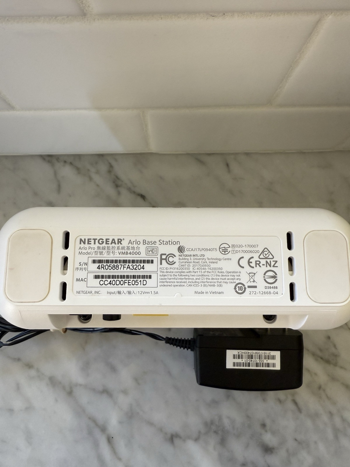 NetGear Arlo Pro VMB4000 Wireless Security Base Station With AC Power Cord