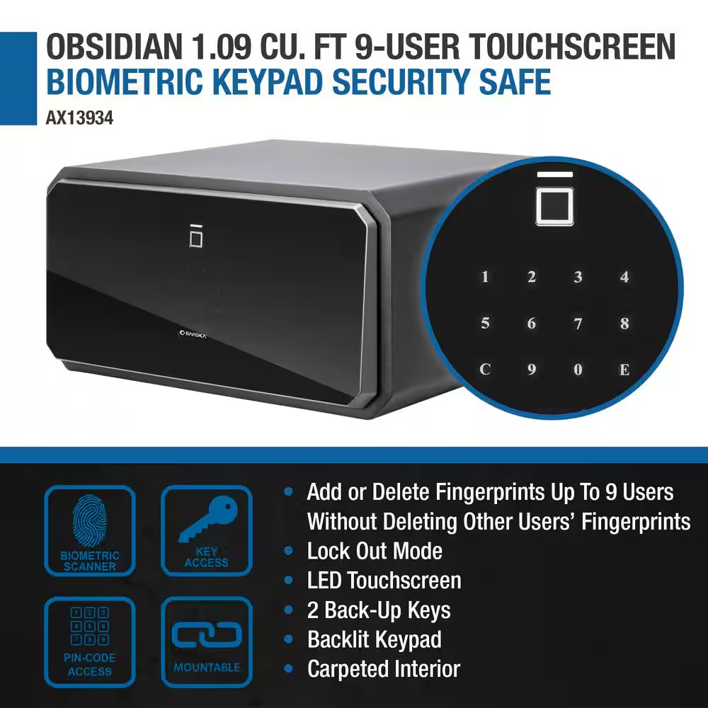 1.09 Cu. Ft. Touchscreen Biometric Keypad Security Safe