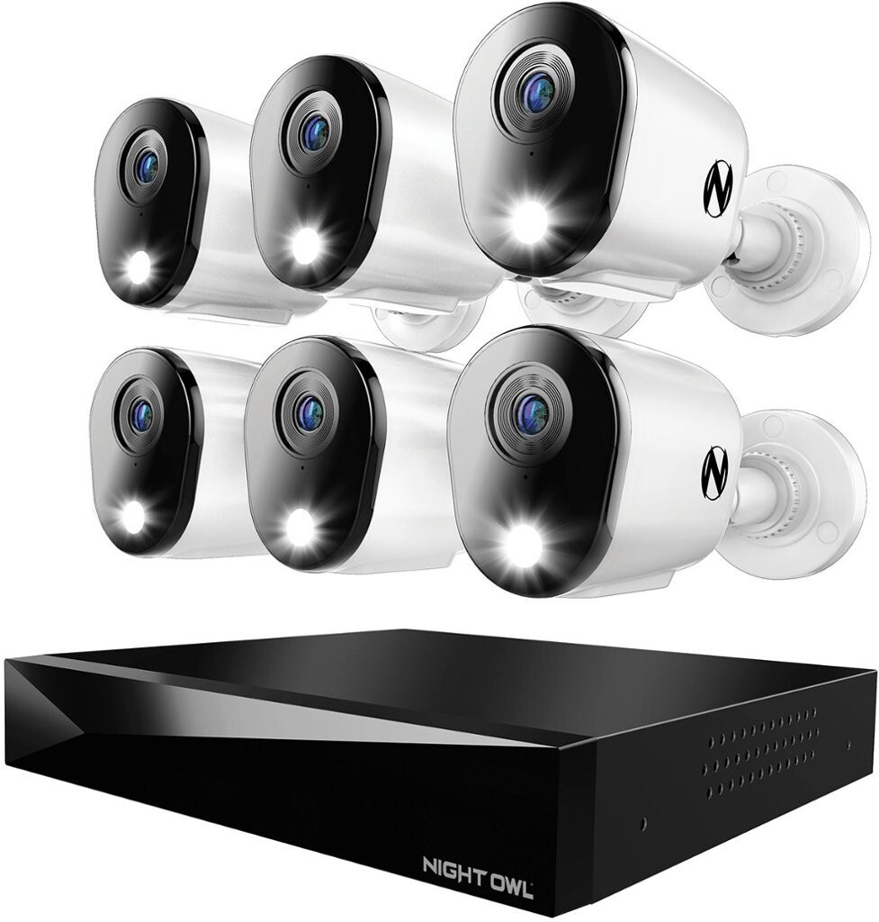 Night Owl 12 Channel 6 Camera Wired 2K 1TB DVR Security System with 2-way Audio