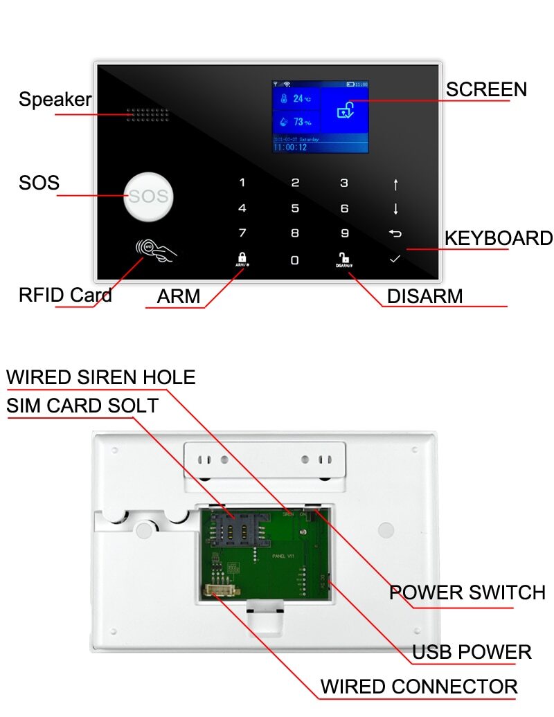 Sistema de Alarma para Casa Security Alarm System Wireless WIFI GSM Alexa Google