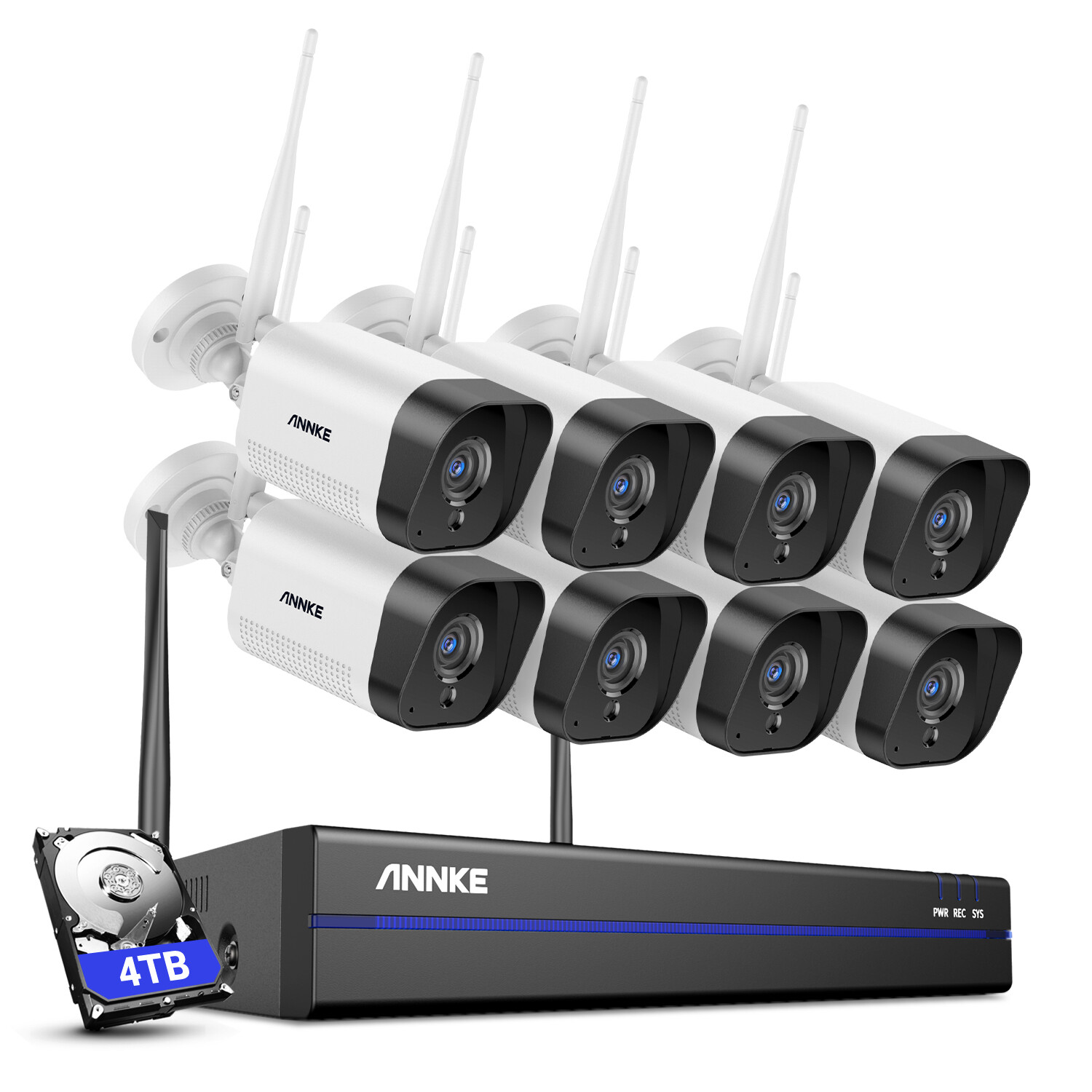 ANNKE Wireless 8CH 5MP NVR 3MP Two Audio Recording AI Security IP Camera System