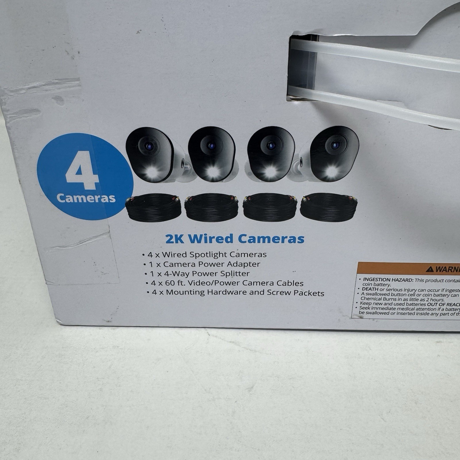 Night Owl 2K Wired Security System 4 Cameras 2TB DVR Night Vision 2-Way Audio
