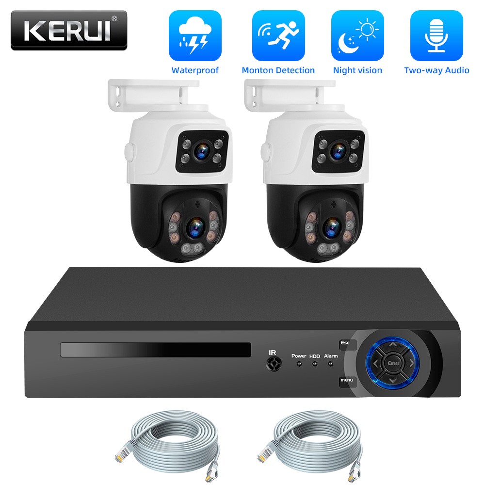 KERUI 8CH POE NVR Security System 6MP IP Cameras 500GB HDD + 18M Ethernet Cables