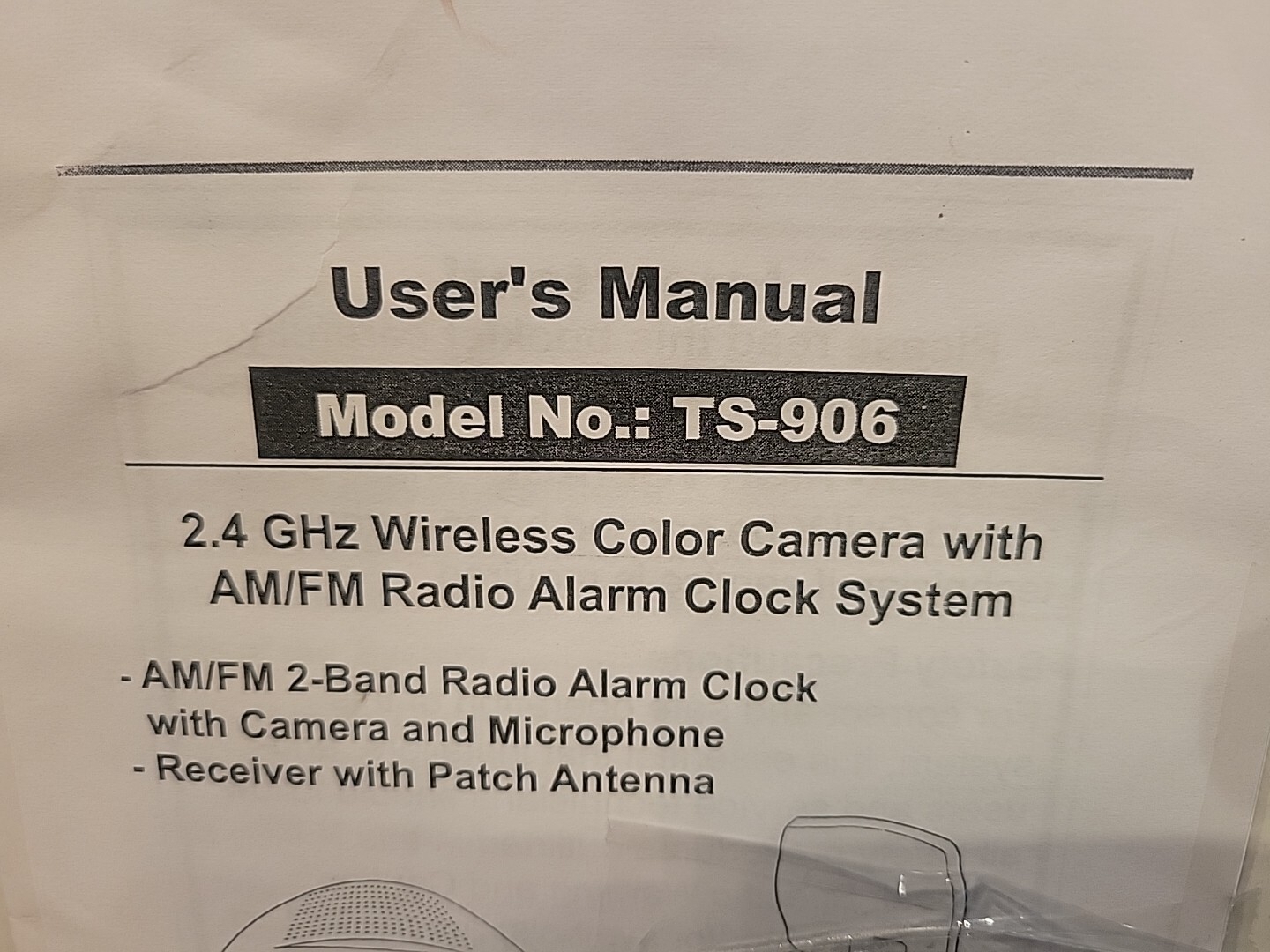 2.4 ghz wireless color camera with am fm radio alarm clock system TS-906