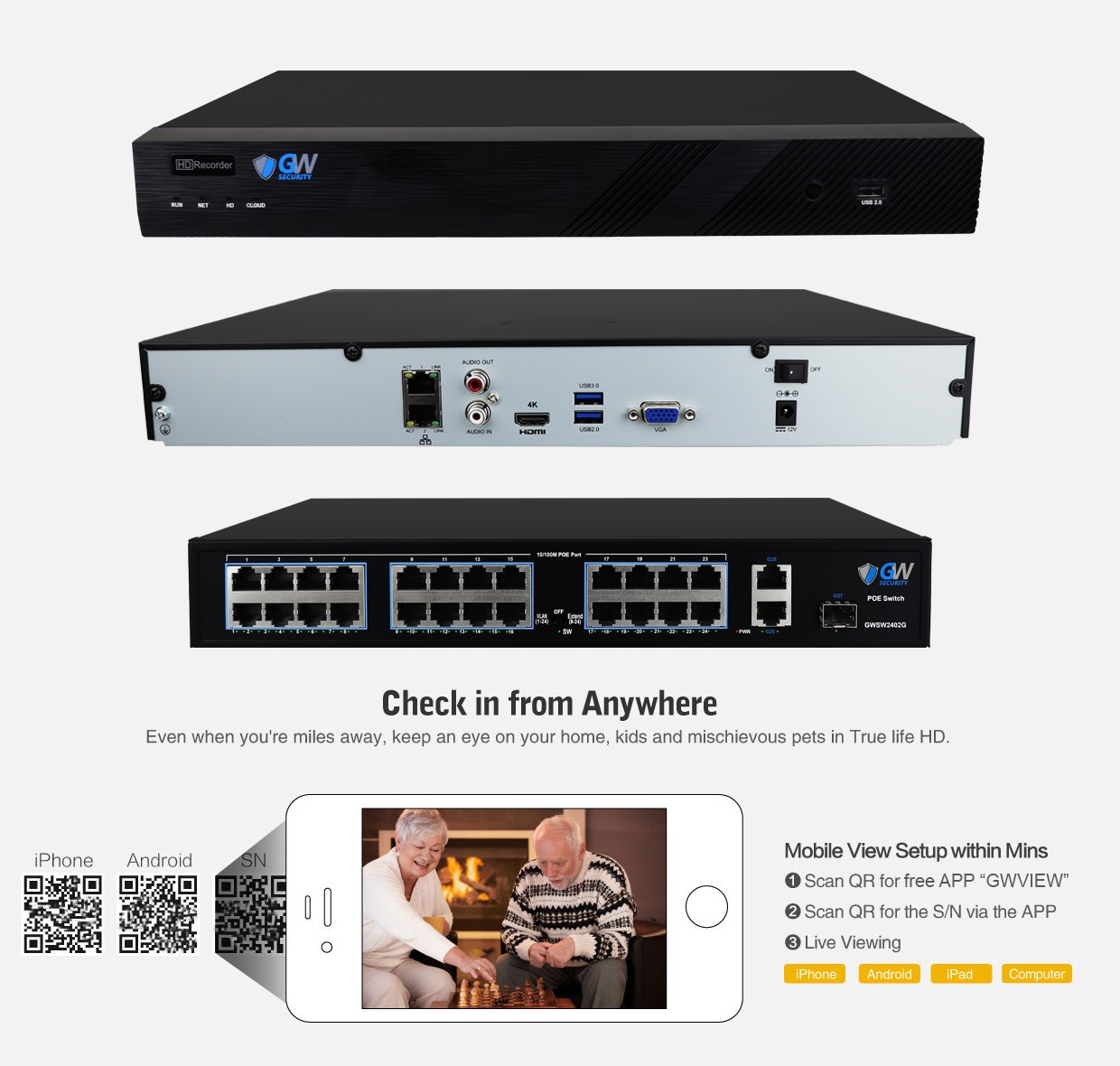 32 Channel NVR 24 X 8MP 4K 2-Way Audio Full Color PoE IP Security Camera System