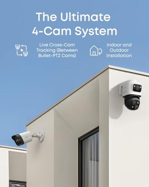 PoE NVR Security Camera System S4, 24/7 Recording,Up 2Bullet-PTZ+2Bullet Cams
