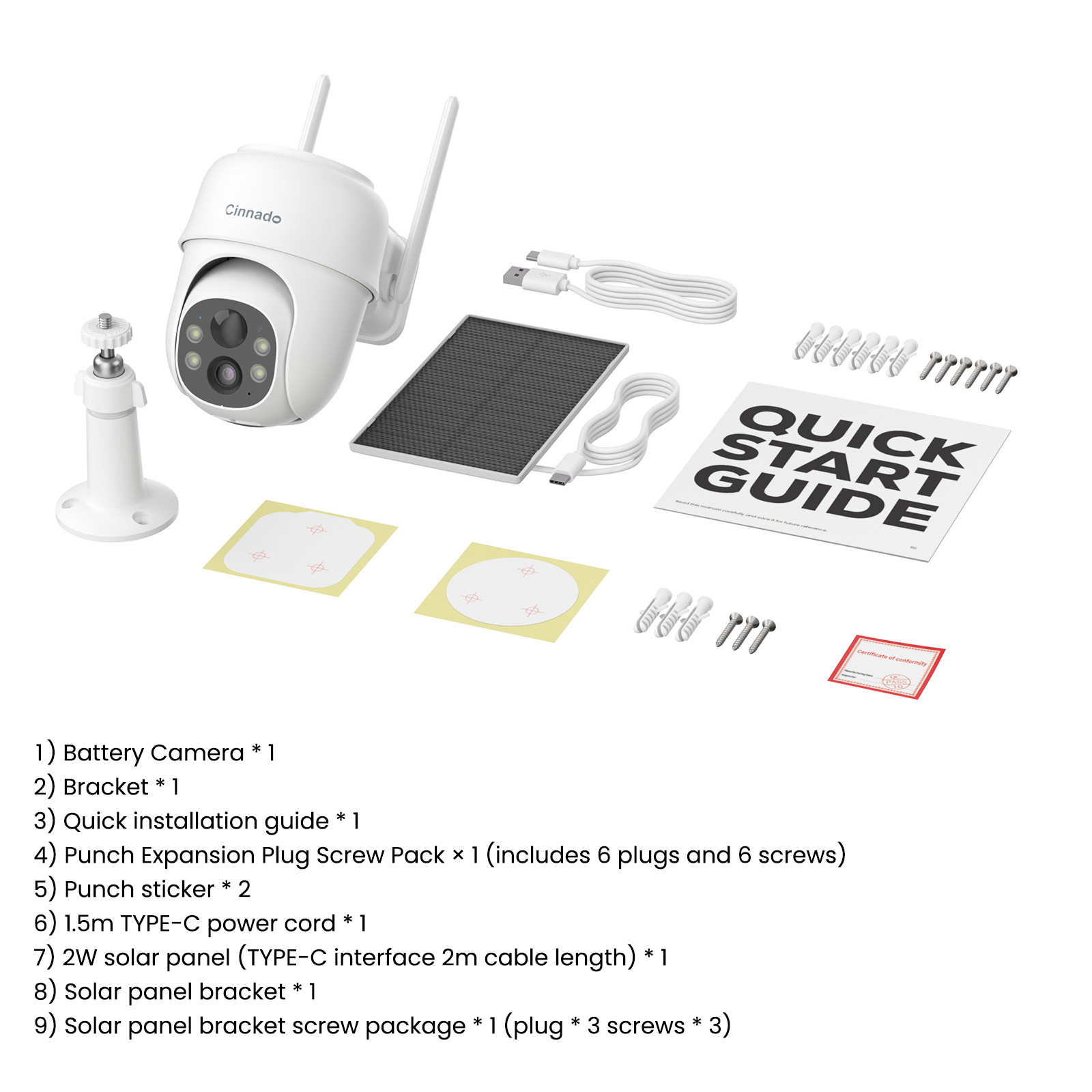 2K WIFI 360°Pan/Tilt Home Solar Security Camera Outdoor Wireless Human Detection