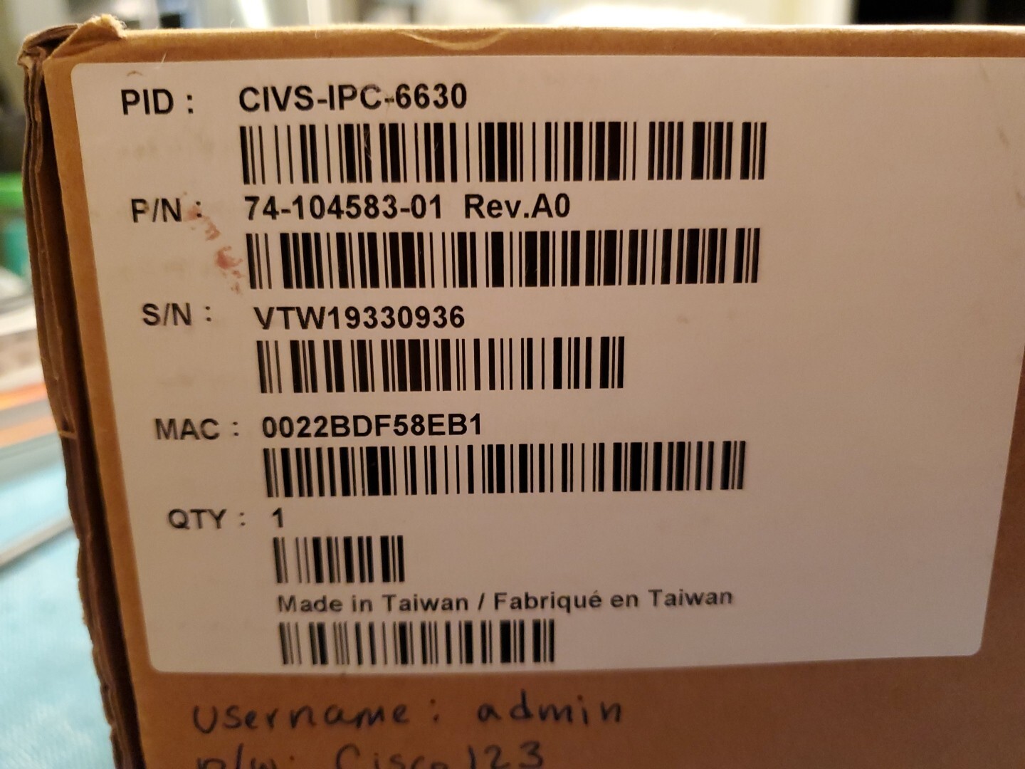 Cisco CIVS-IPC-6630 Dome Security Camera