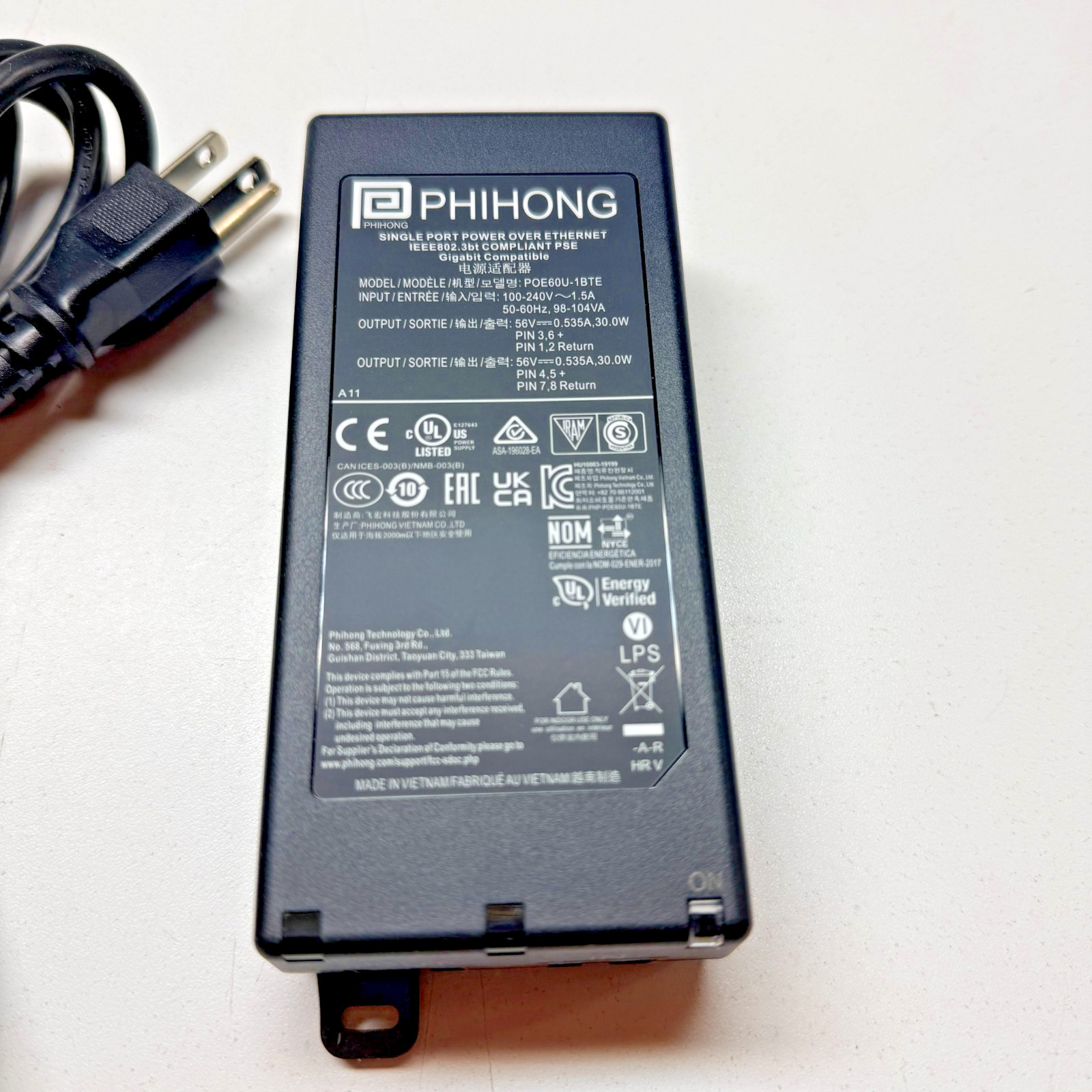 Motorola POE60U-1BTE 60W POE++ 1 Port Power Supply