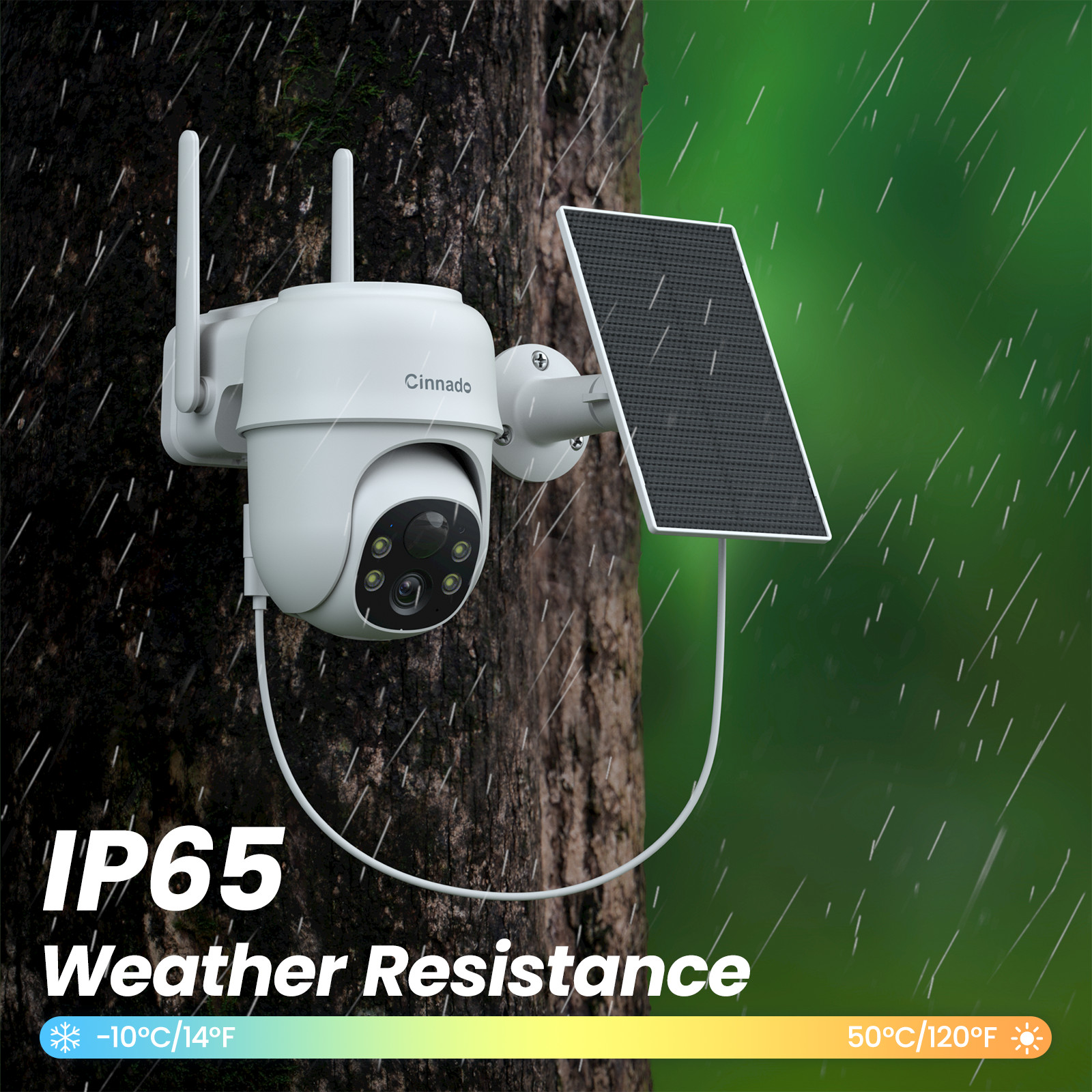2K WIFI 360°Pan/Tilt Home Solar Security Camera Outdoor Wireless Human Detection